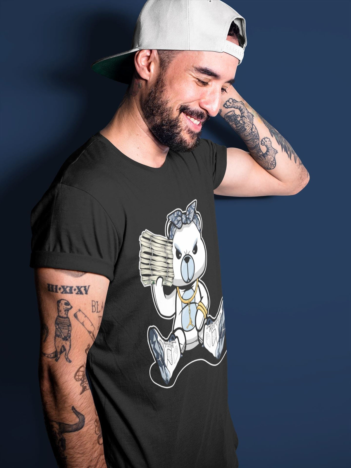 Jordan 6 Midnight Navy Sneaker Matching T-Shirt Bad Baby Bear Sneaker Tees Jordan 6 Midnight Navy Sneaker Release Tees Crew Neck Tees