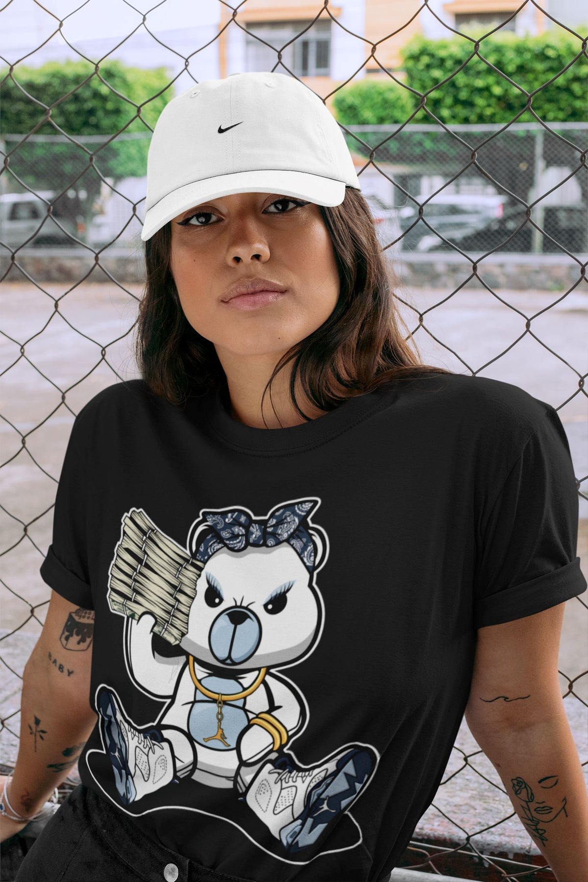 Jordan 6 Midnight Navy Sneaker Matching T-Shirt Bad Baby Bear Sneaker Tees Jordan 6 Midnight Navy Sneaker Release Tees Crew Neck Tees