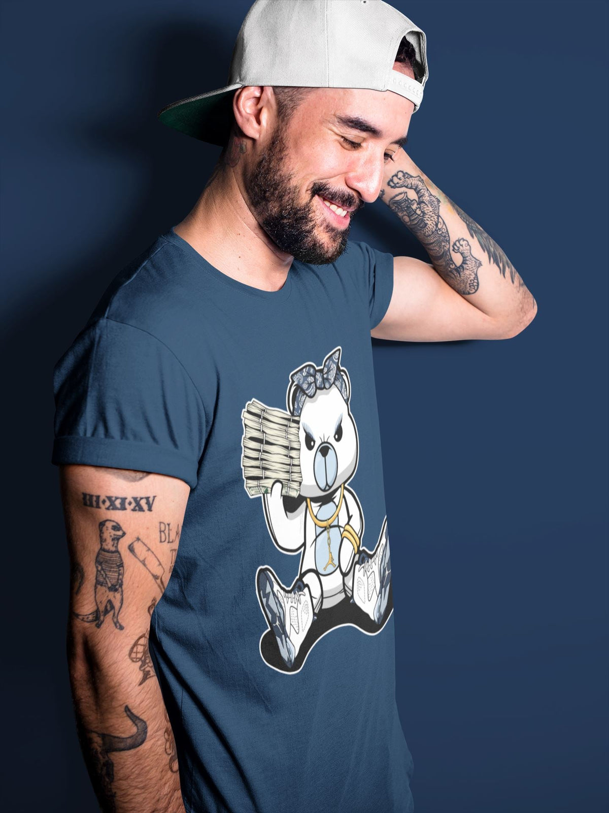 Jordan 6 Midnight Navy Sneaker Matching T-Shirt Bad Baby Bear Sneaker Tees Jordan 6 Midnight Navy Sneaker Release Tees Crew Neck Tees