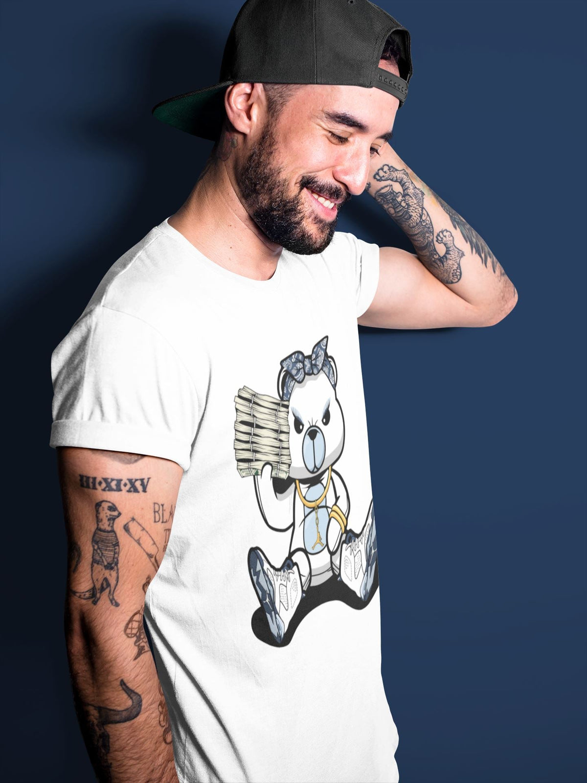 Jordan 6 Midnight Navy Sneaker Matching T-Shirt Bad Baby Bear Sneaker Tees Jordan 6 Midnight Navy Sneaker Release Tees Crew Neck Tees