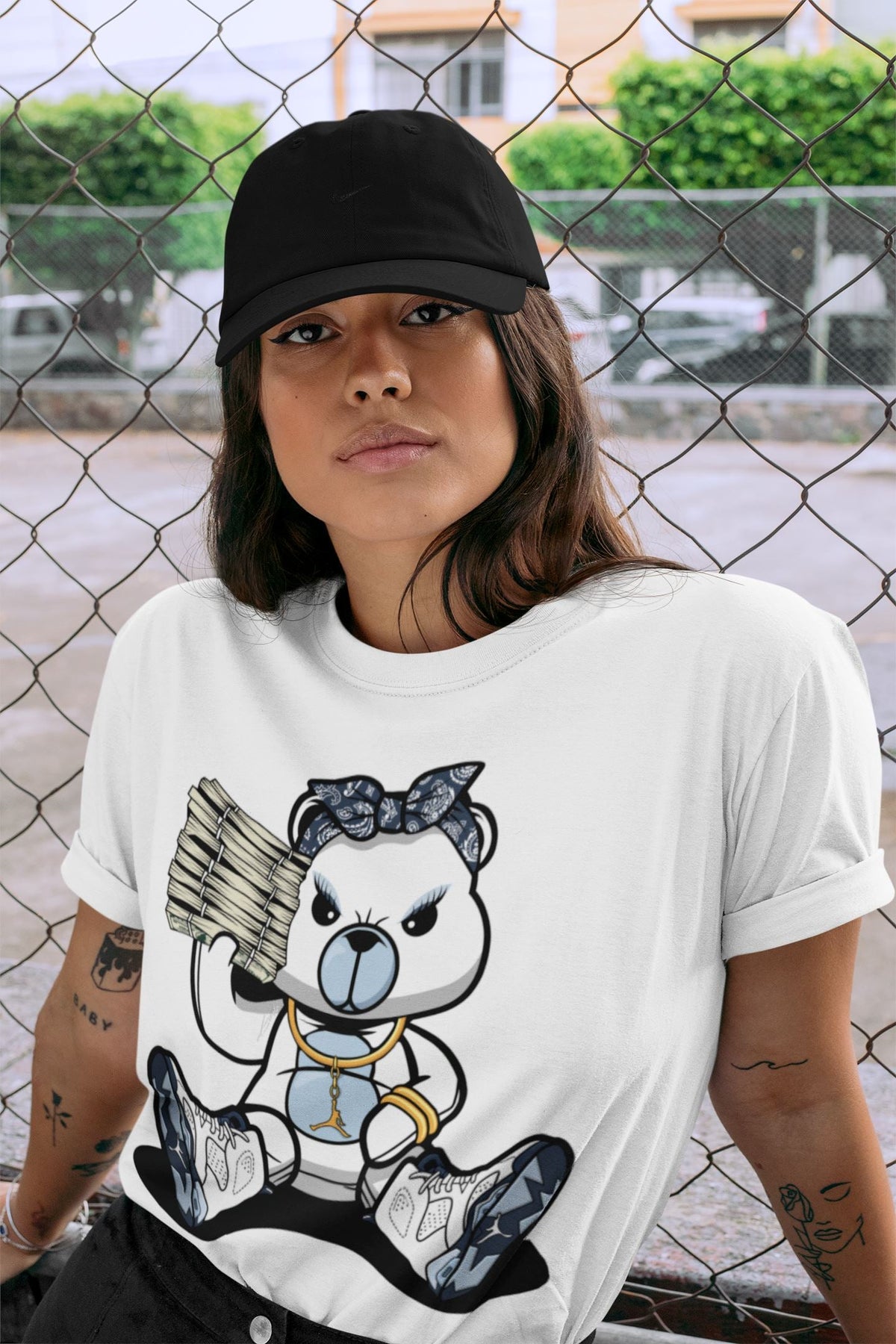 Jordan 6 Midnight Navy Sneaker Matching T-Shirt Bad Baby Bear Sneaker Tees Jordan 6 Midnight Navy Sneaker Release Tees Crew Neck Tees