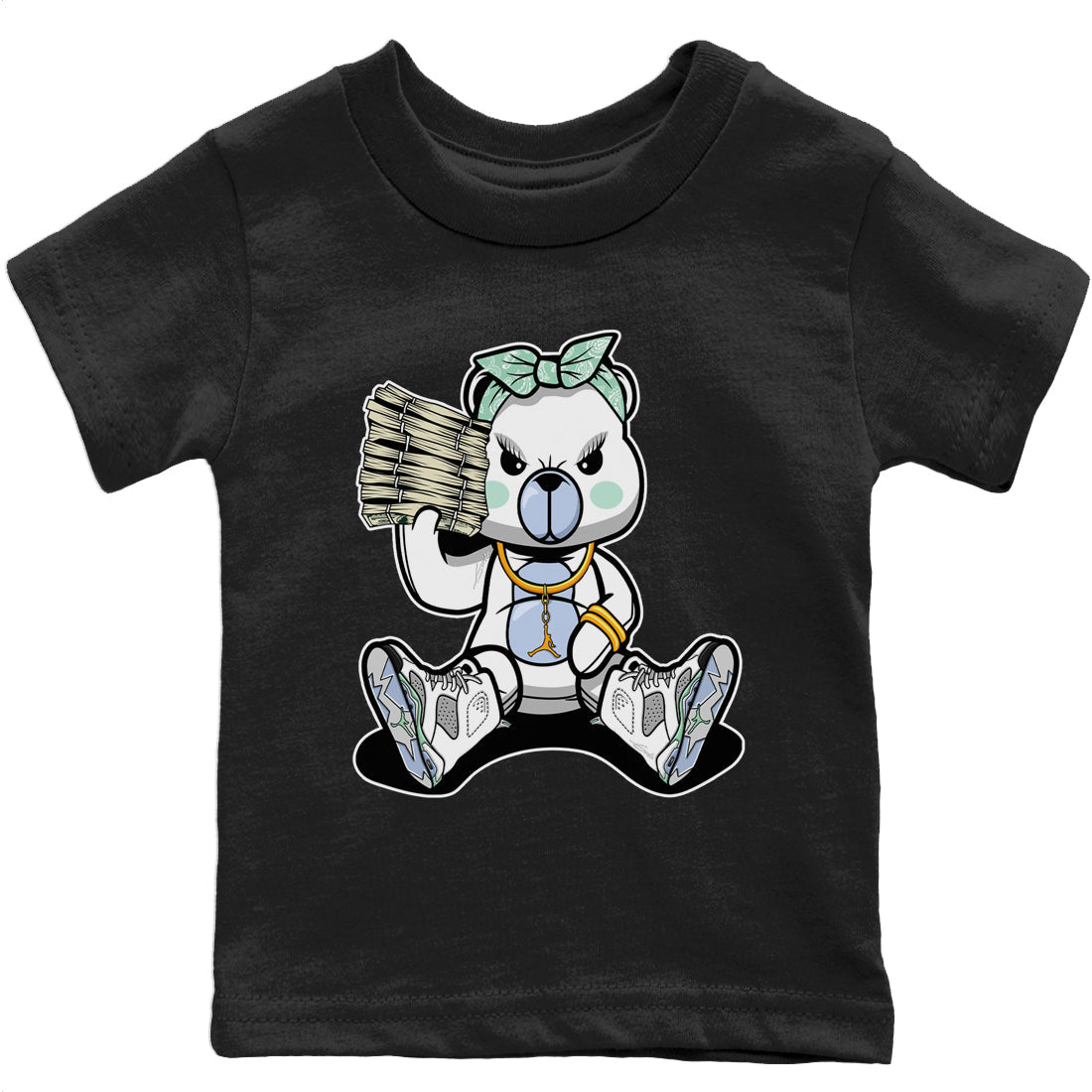 Jordan 6 Mint Foam Sneaker Matching T-Shirt Bad Baby Bear Sneaker Tees Jordan 6 Mint Foam Sneaker Release Tees Kids Shirts