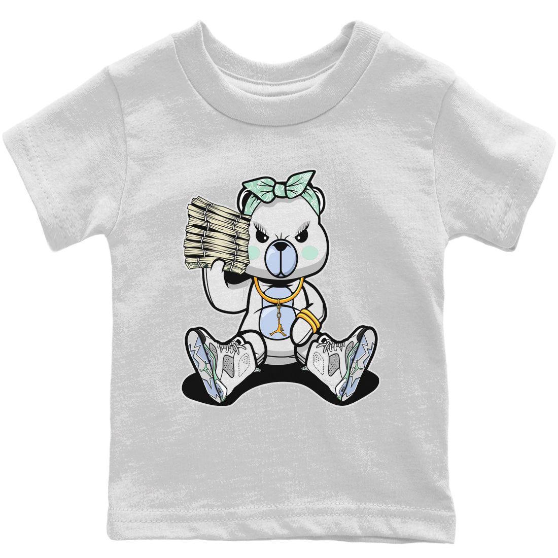Jordan 6 Mint Foam Sneaker Matching T-Shirt Bad Baby Bear Sneaker Tees Jordan 6 Mint Foam Sneaker Release Tees Kids Shirts