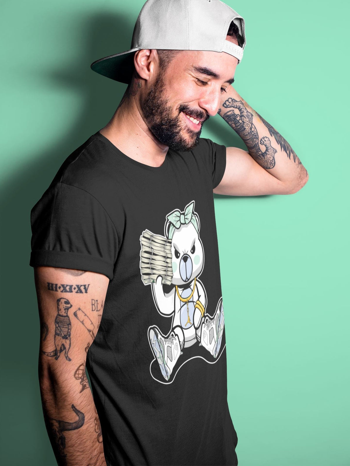 Jordan 6 Mint Foam Sneaker Matching T-Shirt Bad Baby Bear Sneaker Tees Jordan 6 Mint Foam Sneaker Release Tees Crew Neck Tees