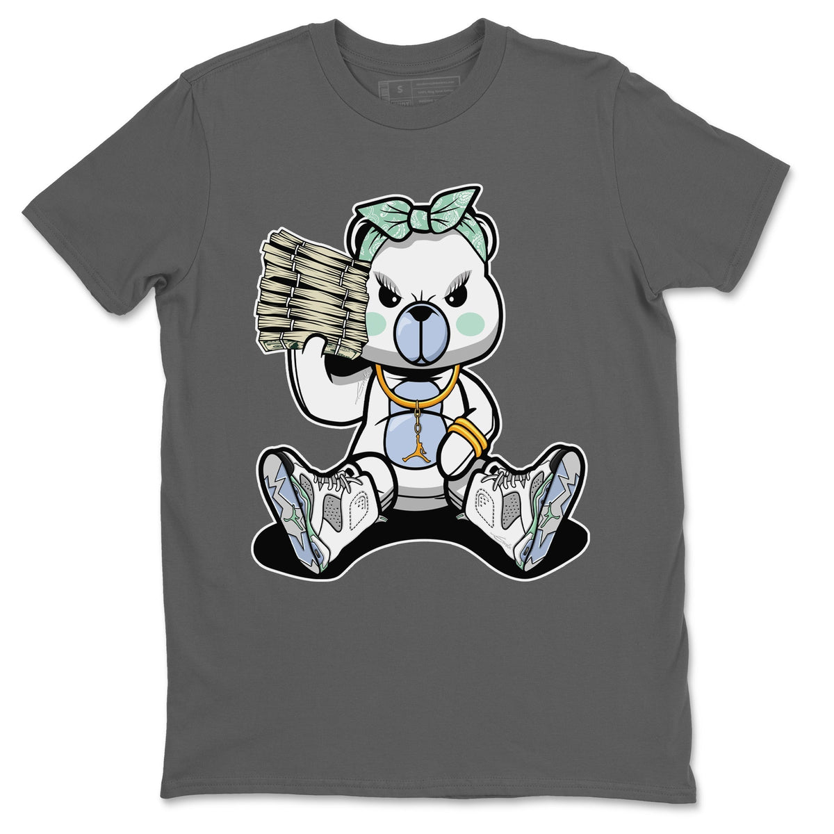 Jordan 6 Mint Foam Sneaker Matching T-Shirt Bad Baby Bear Sneaker Tees Jordan 6 Mint Foam Sneaker Release Tees Crew Neck Tees