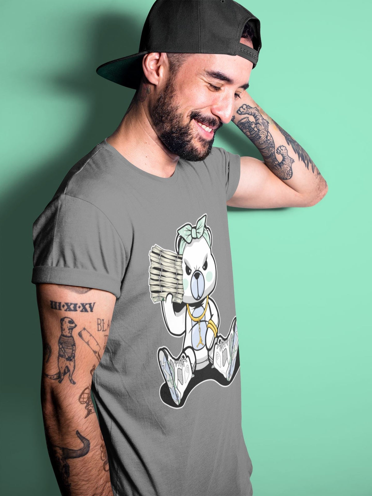 Jordan 6 Mint Foam Sneaker Matching T-Shirt Bad Baby Bear Sneaker Tees Jordan 6 Mint Foam Sneaker Release Tees Crew Neck Tees