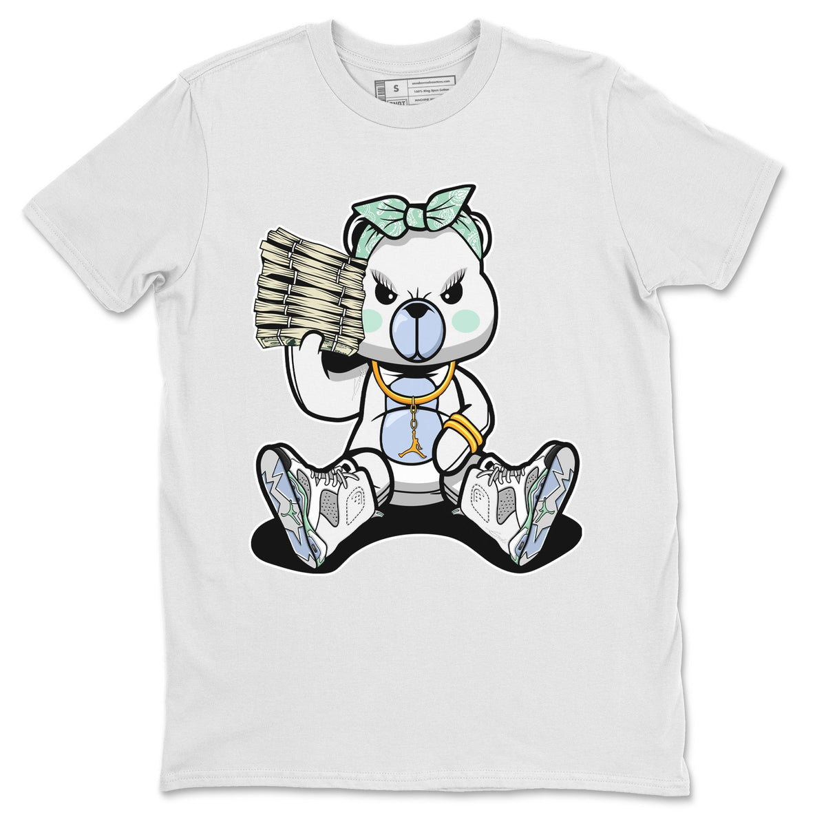 Jordan 6 Mint Foam Sneaker Matching T-Shirt Bad Baby Bear Sneaker Tees Jordan 6 Mint Foam Sneaker Release Tees Crew Neck Tees
