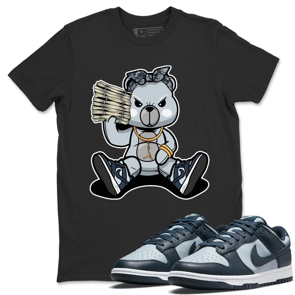 Dunk championship Grey Sneaker Match Tees Bad Baby Bear Sneaker Tees Dunk championship Grey Jordan to match sneaker T-Shirt Crew Neck Shirts