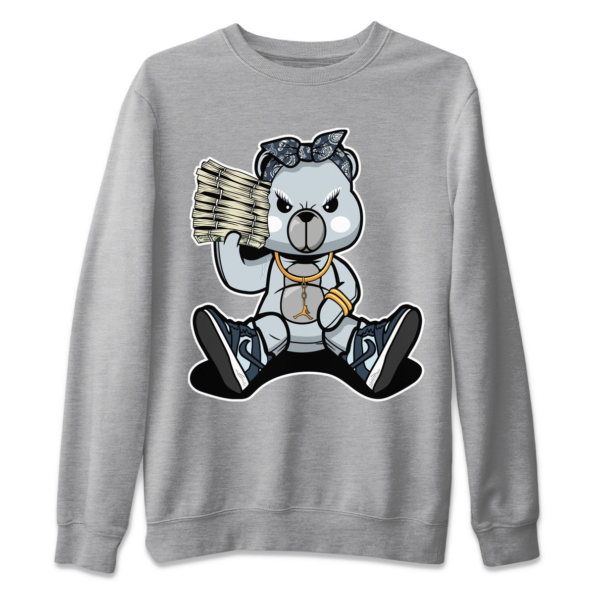 Dunk championship Grey Sneaker Match Tees Bad Baby Bear Sneaker Tees Dunk championship Grey Jordan to match sneaker T-Shirt Crew Neck Shirts