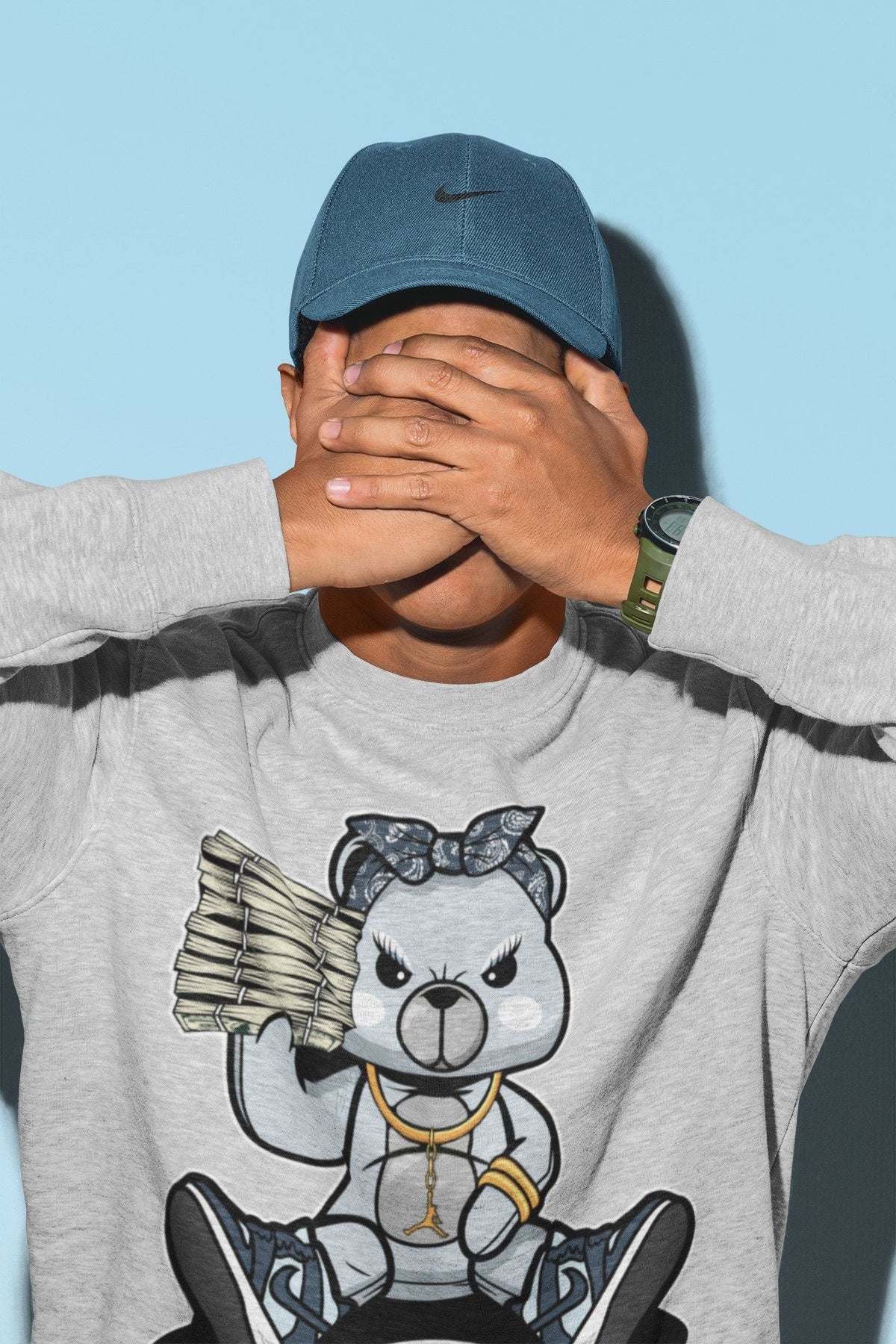 Dunk championship Grey Sneaker Match Tees Bad Baby Bear Sneaker Tees Dunk championship Grey Jordan to match sneaker T-Shirt Crew Neck Shirts