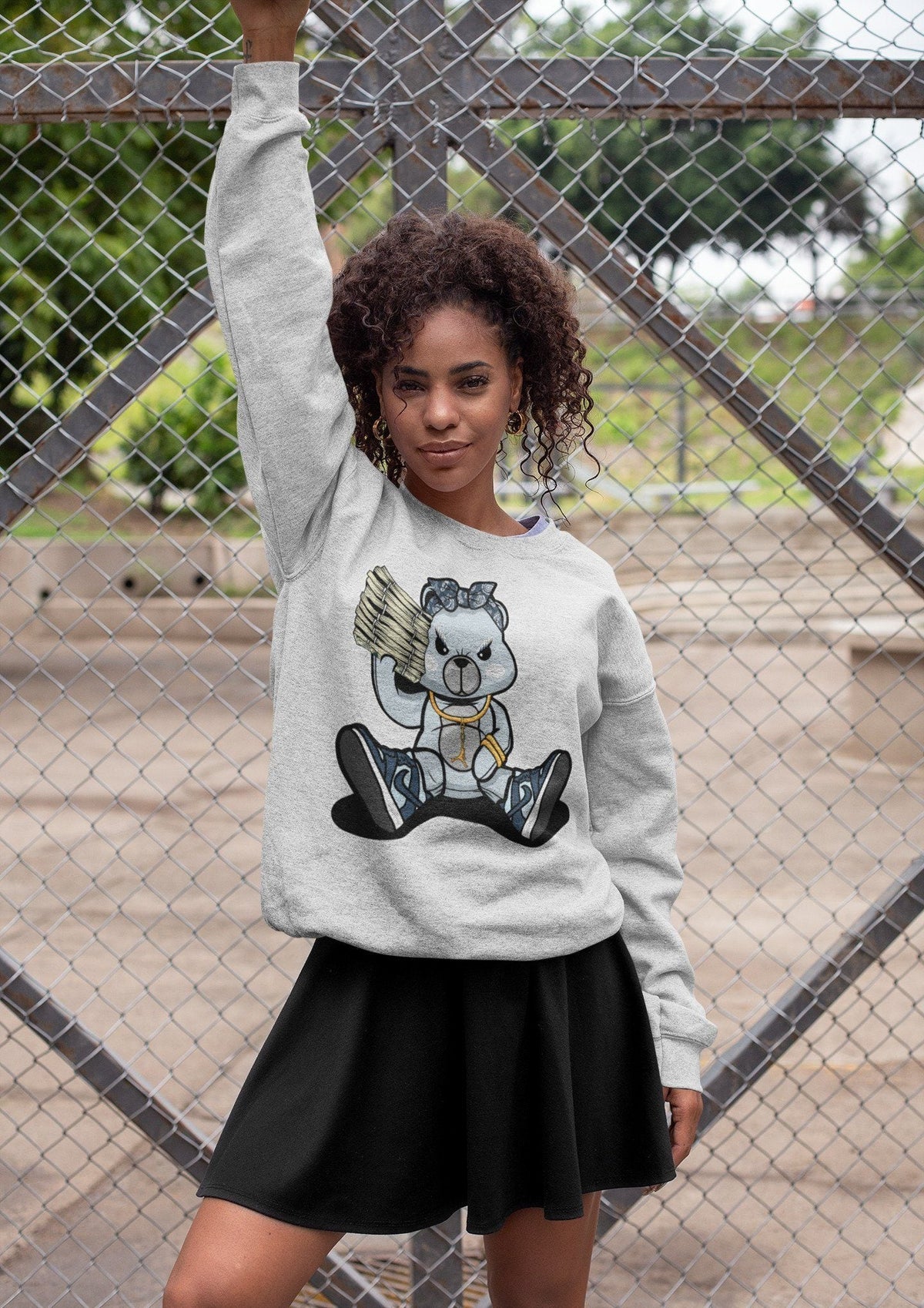 Dunk championship Grey Sneaker Match Tees Bad Baby Bear Sneaker Tees Dunk championship Grey Jordan to match sneaker T-Shirt Crew Neck Shirts