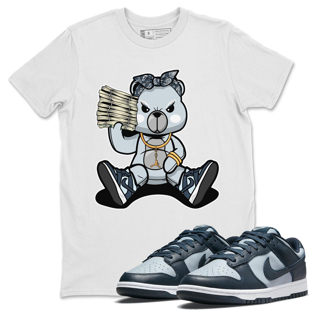 Dunk championship Grey Sneaker Match Tees Bad Baby Bear Sneaker Tees Dunk championship Grey Jordan to match sneaker T-Shirt Crew Neck Shirts