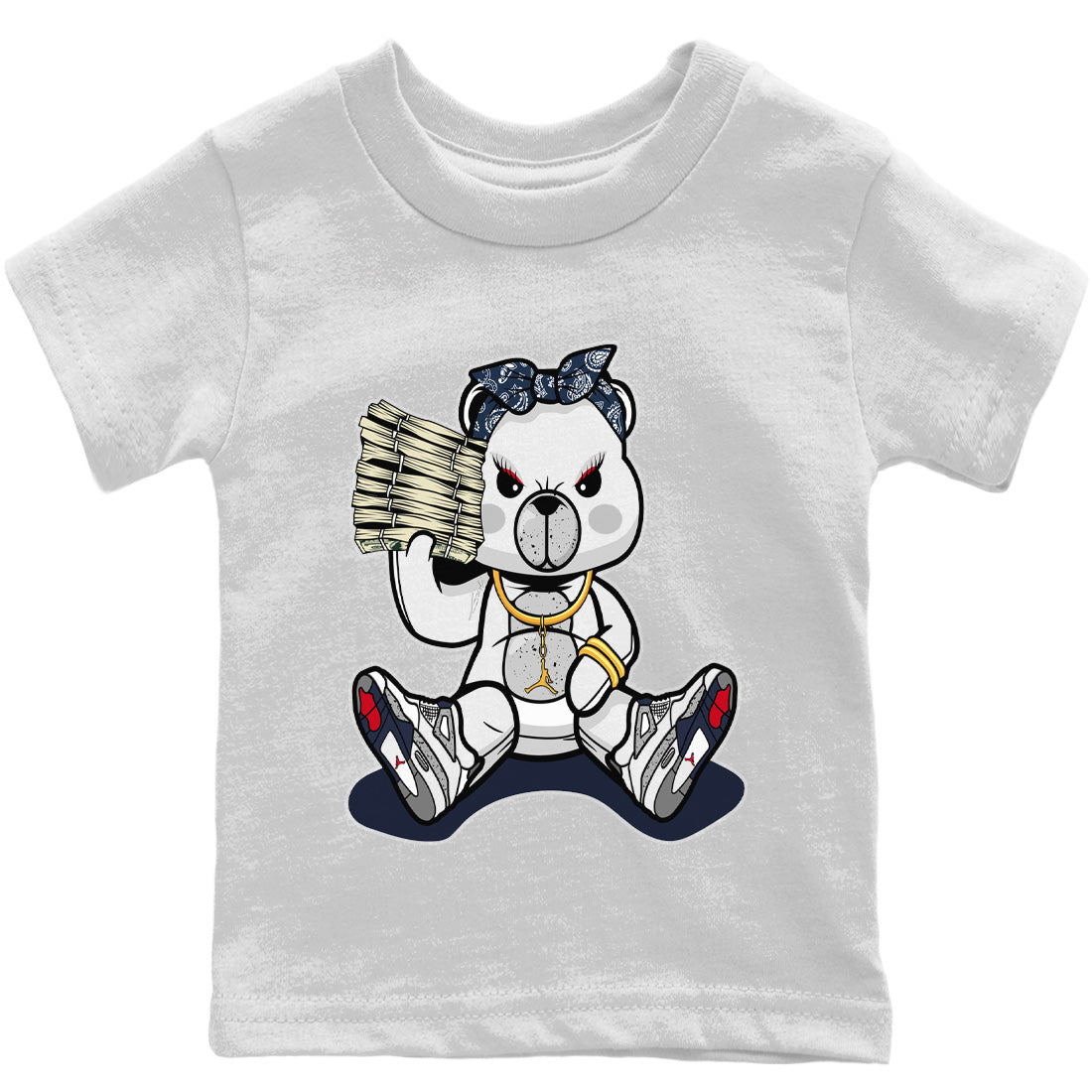 Jordan 4 Midnight Navy Sneaker Matching T-Shirt Bad Baby Bear Sneaker Tees Jordan 4 Midnight Navy Sneaker Release Tees Kids Shirts