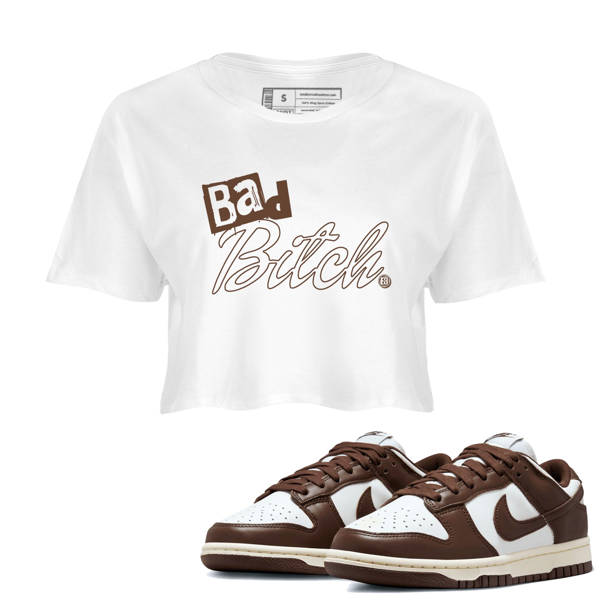 Dunk Low WMNS Cacao Wow sneaker sneaker shirt to match jordans Bad Bitch sneaker match tees Dunk Cacao Wow Drip Gear Zone White 1 Crop T-Shirt