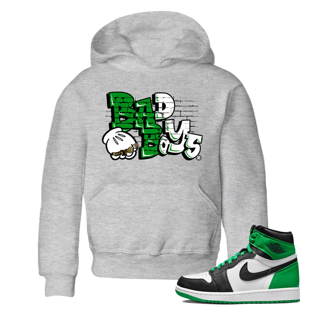 Air Jordan 1 Celtics Sneaker Match Tees Bad Boys Streetwear Sneaker Shirt Air Jordan 1 Retro Celtics Sneaker Release Tees Kids Shirts Heather Grey 1