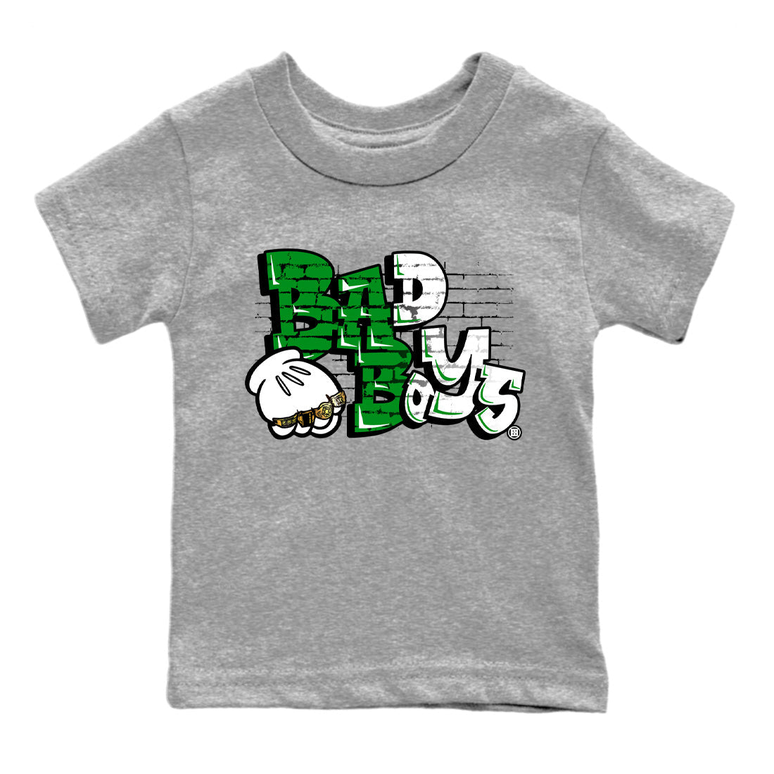 Air Jordan 1 Celtics Sneaker Match Tees Bad Boys Streetwear Sneaker Shirt Air Jordan 1 Retro Celtics Sneaker Release Tees Kids Shirts Heather Grey 2