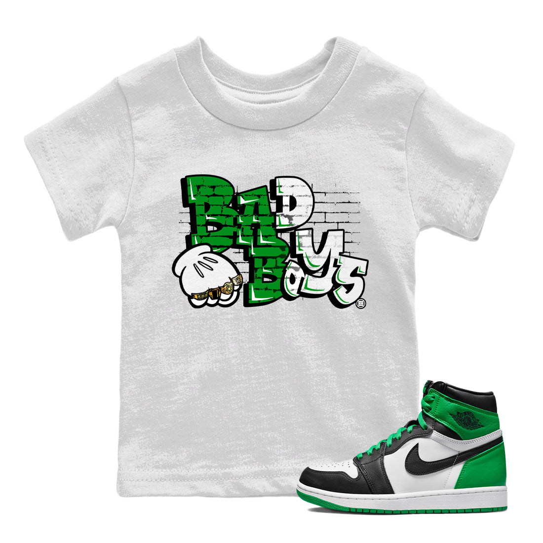 Air Jordan 1 Celtics Sneaker Match Tees Bad Boys Streetwear Sneaker Shirt Air Jordan 1 Retro Celtics Sneaker Release Tees Kids Shirts White 1