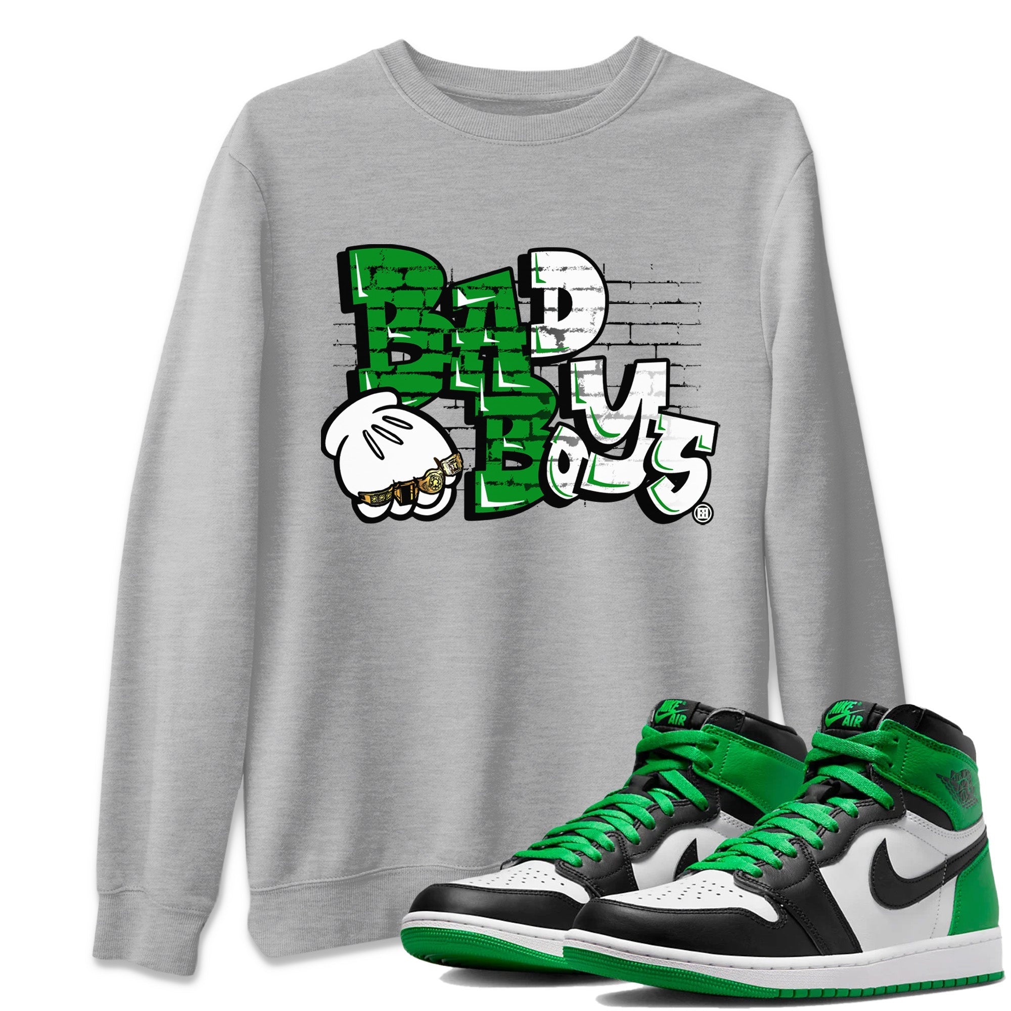 Air Jordan 1 Celtics Sneaker Match Tees Bad Boys Streetwear Sneaker Shirt Air Jordan 1 Retro Celtics Sneaker Release Tees Unisex Shirts Heather Grey 1