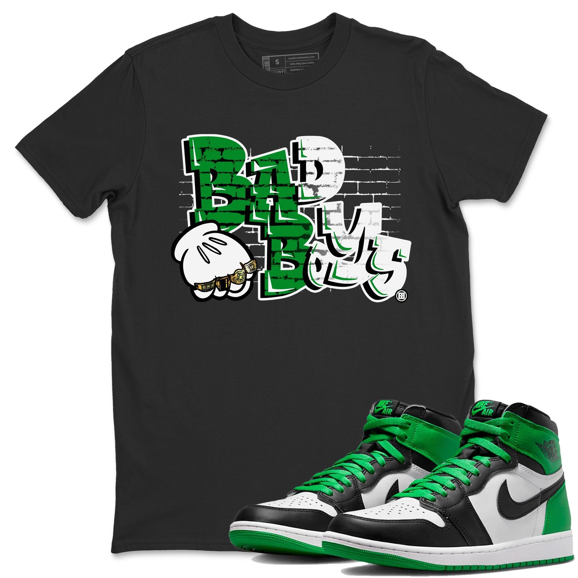 Air Jordan 1 Celtics Sneaker Match Tees Bad Boys Streetwear Sneaker Shirt Air Jordan 1 Retro Celtics Sneaker Release Tees Unisex Shirts Black 1