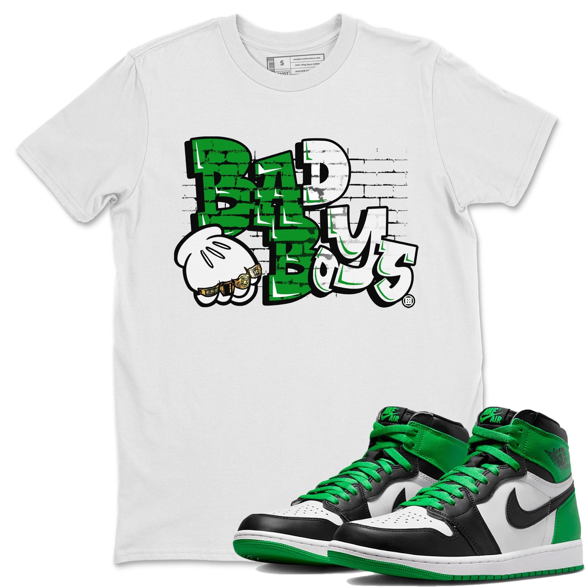 Air Jordan 1 Celtics Sneaker Match Tees Bad Boys Streetwear Sneaker Shirt Air Jordan 1 Retro Celtics Sneaker Release Tees Unisex Shirts White 1