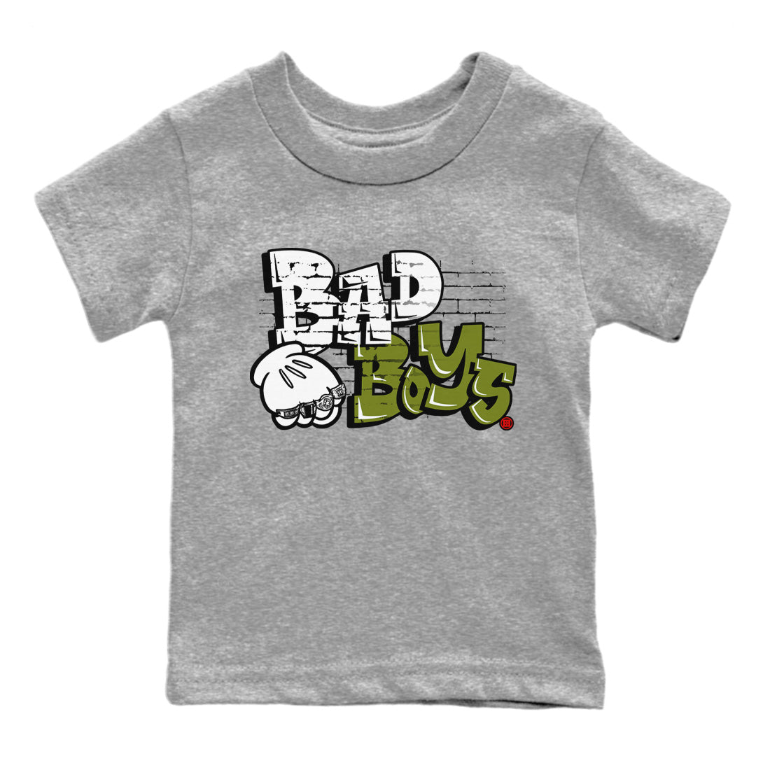 Air Jordan 1 Travis Scott Olive Sneaker Match Tees Bad Boys Streetwear Sneaker Shirt Air Jordan 1 Low x Travis Scott x Olive Sneaker Release Tees Kids Shirts Heather Grey 2