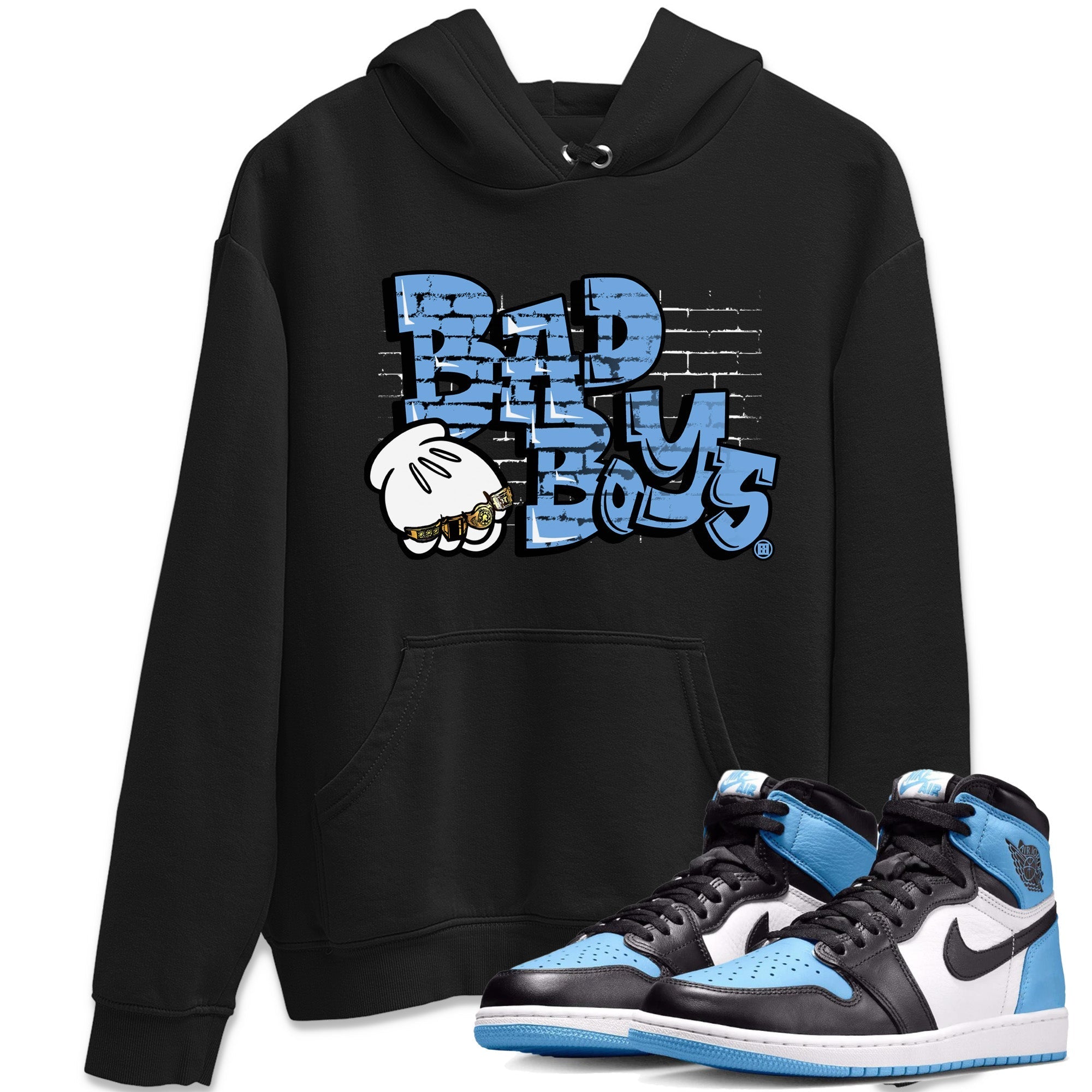 Air Jordan 1 Retro High OG UNC Toe Shirt to match Jordans Bad Boys Streetwear Sneaker Shirt Air Jordan 1 High OG UNC Toe Drip Gear Zone Sneaker Matching Clothing Crew Neck T-Shirts Black 1