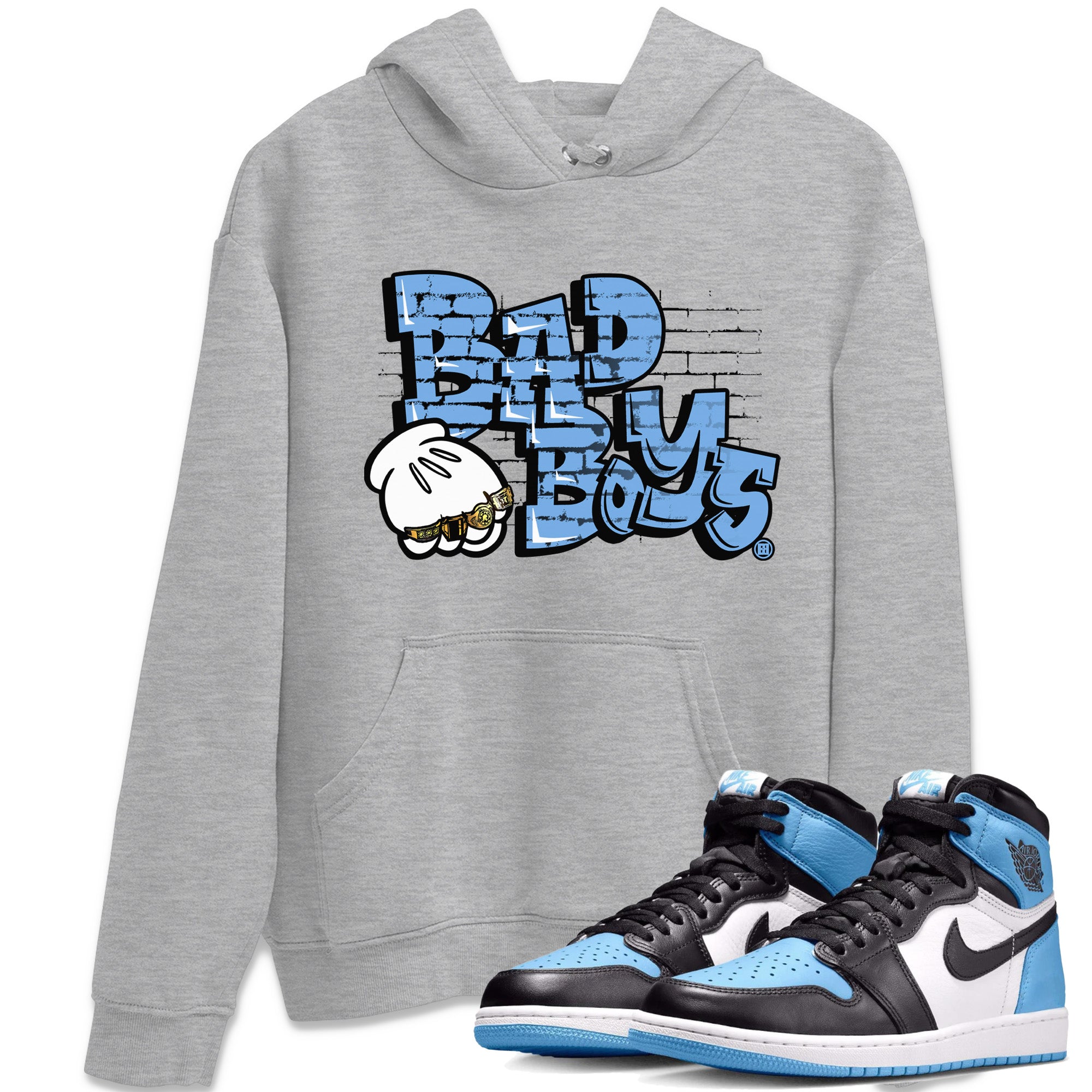 Air Jordan 1 Retro High OG UNC Toe Shirt to match Jordans Bad Boys Streetwear Sneaker Shirt Air Jordan 1 High OG UNC Toe Drip Gear Zone Sneaker Matching Clothing Crew Neck T-Shirts Heather Grey 1