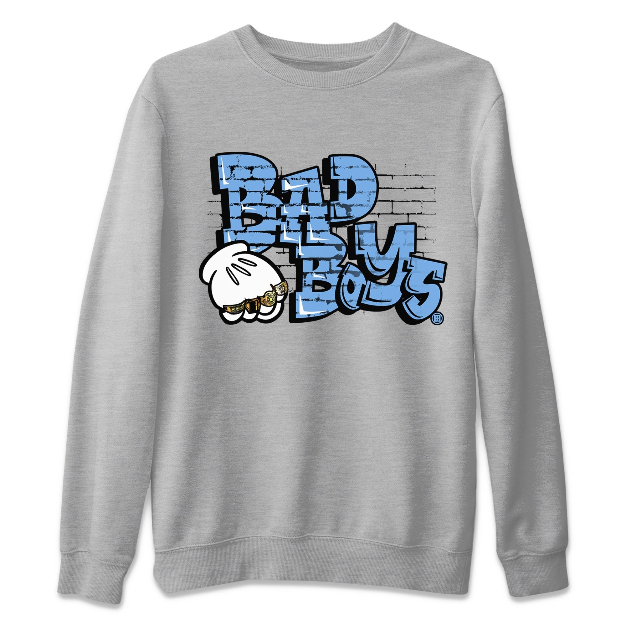 Air Jordan 1 Retro High OG UNC Toe Shirt to match Jordans Bad Boys Streetwear Sneaker Shirt Air Jordan 1 High OG UNC Toe Drip Gear Zone Sneaker Matching Clothing Crew Neck T-Shirts Heather Grey 2