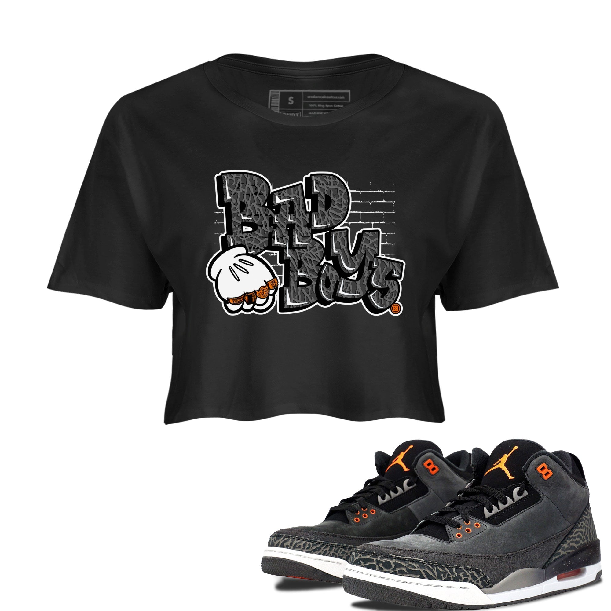 Jordan 3 Retro Fear AJ3 Grey shirt to match jordans Bad Boys sneaker tees Air Jordan 3 Fear Drip Gear Zone Black 1 Crop T-Shirt