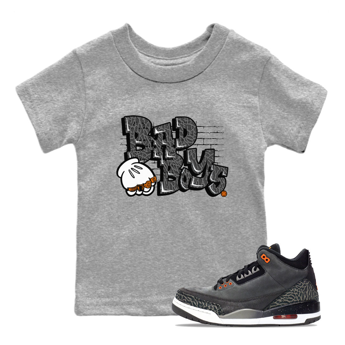 Jordan 3 Retro Fear AJ3 Grey shirt to match jordans Bad Boys sneaker tees Air Jordan 3 Fear Drip Gear Zone Baby Toddler Heather Grey 1 T-Shirt