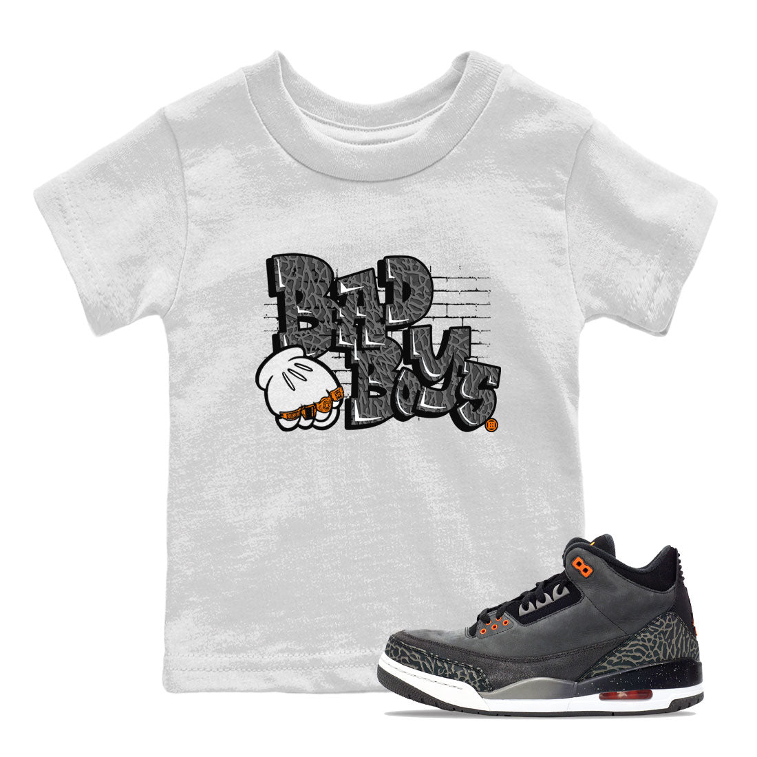 Jordan 3 Retro Fear AJ3 Grey shirt to match jordans Bad Boys sneaker tees Air Jordan 3 Fear Drip Gear Zone Baby Toddler White 1 T-Shirt
