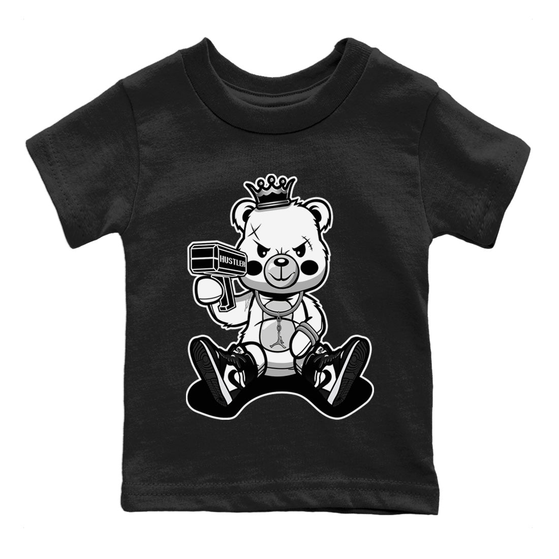 Jordan 1 Black White Sneaker Match Tees Bad King Baby Bear Sneaker Tees Jordan 1 Black White Jordan to match sneaker T-Shirt Kids Shirts