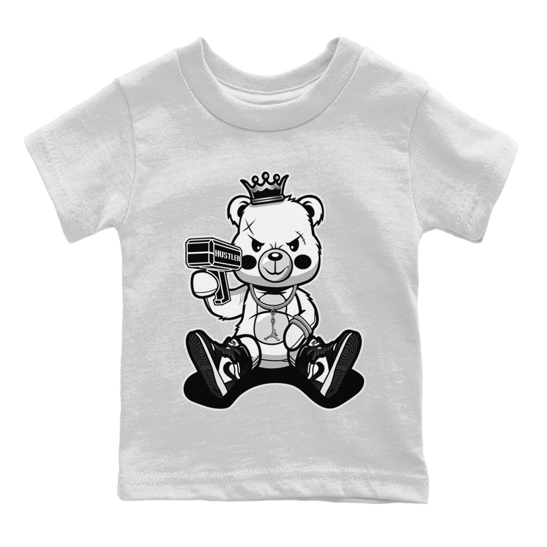 Jordan 1 Black White Sneaker Match Tees Bad King Baby Bear Sneaker Tees Jordan 1 Black White Jordan to match sneaker T-Shirt Kids Shirts