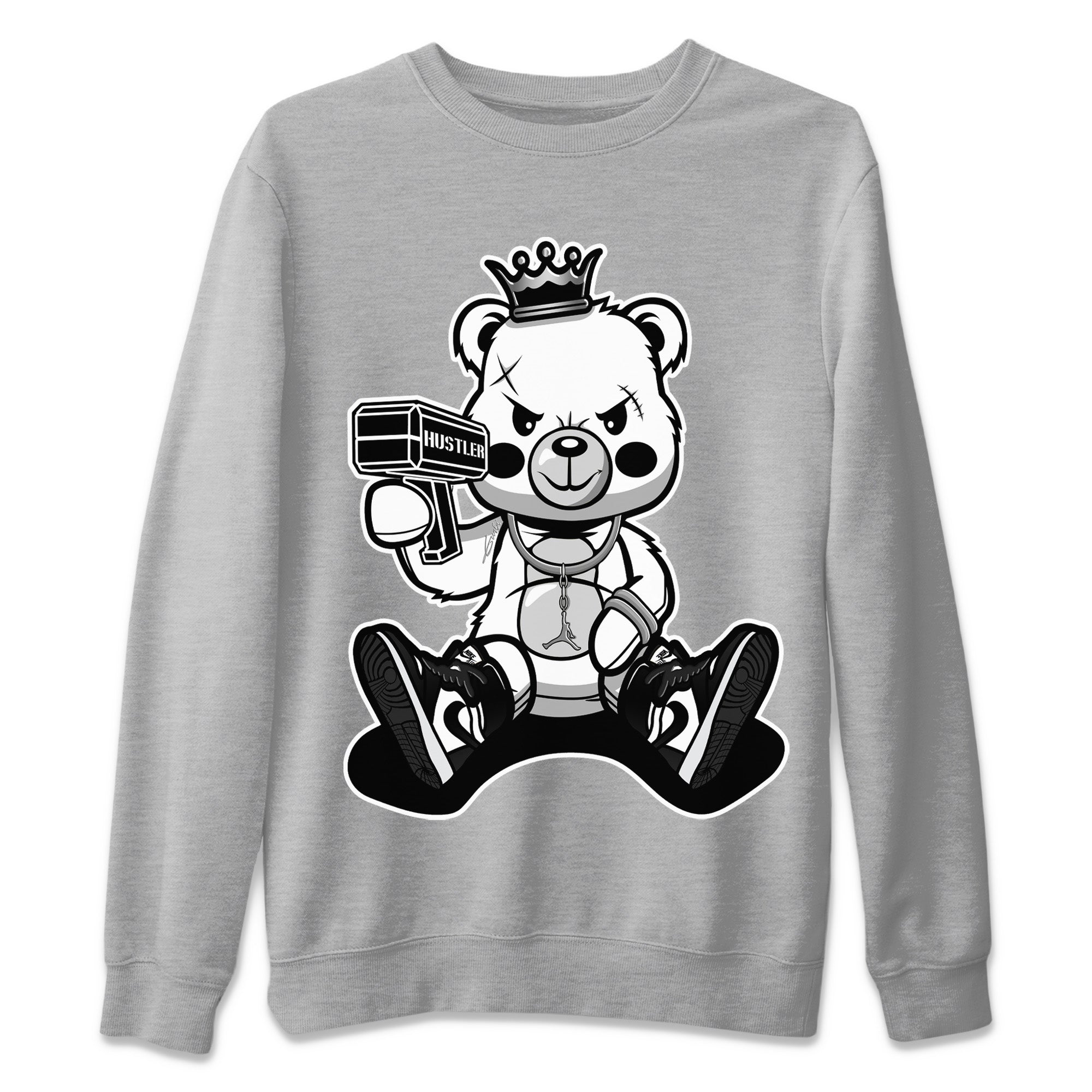 Jordan 1 Black White Sneaker Match Tees Bad King Baby Bear Sneaker Tees Jordan 1 Black White Jordan to match sneaker T-Shirt Crew Neck Shirts