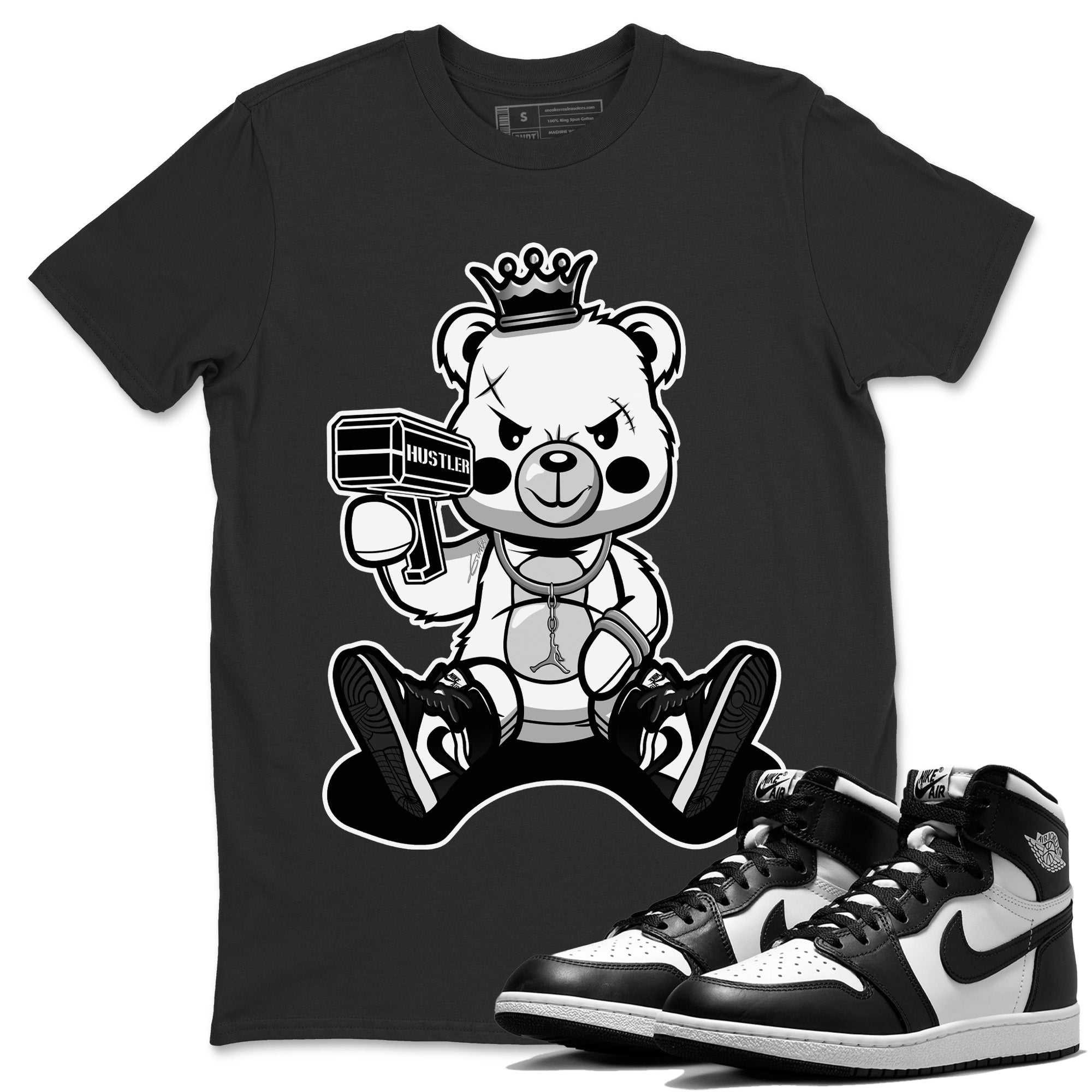 Jordan 1 Black White Sneaker Match Tees Bad King Baby Bear Sneaker Tees Jordan 1 Black White Jordan to match sneaker T-Shirt Crew Neck Shirts