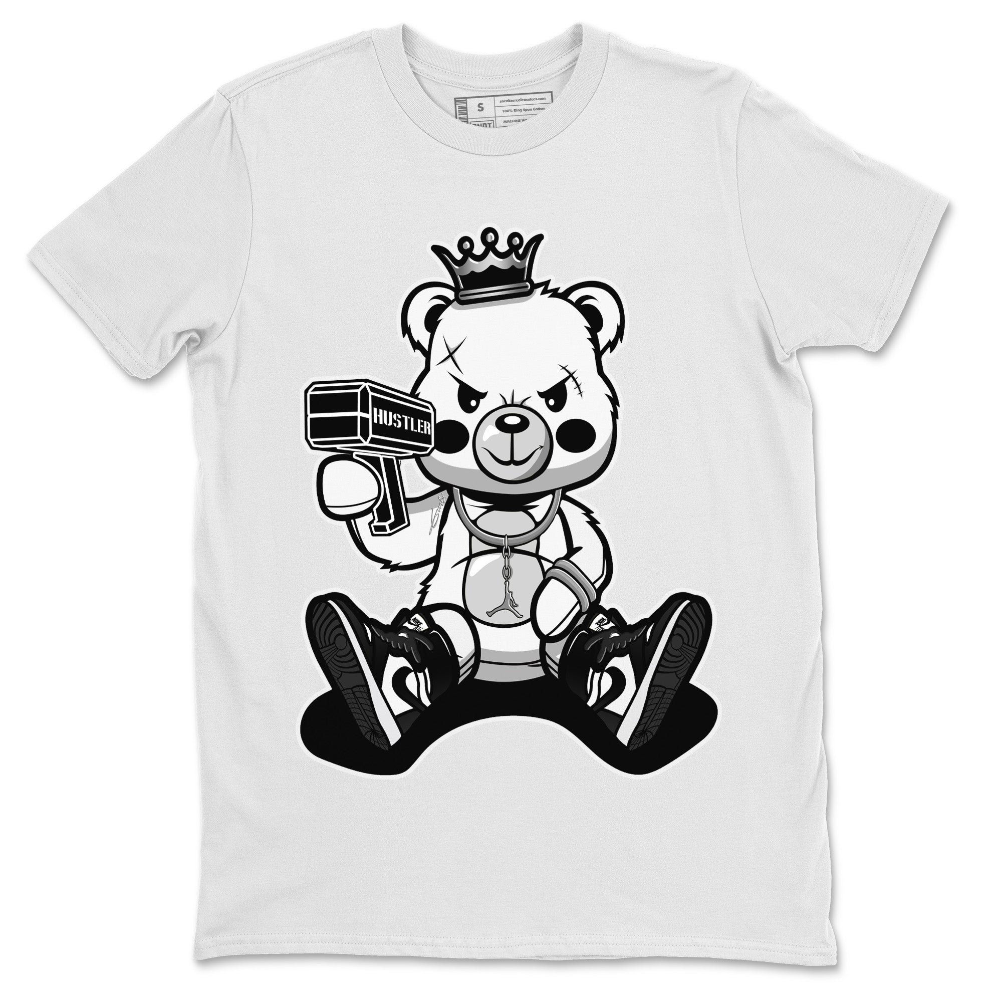 Jordan 1 Black White Sneaker Match Tees Bad King Baby Bear Sneaker Tees Jordan 1 Black White Jordan to match sneaker T-Shirt Crew Neck Shirts