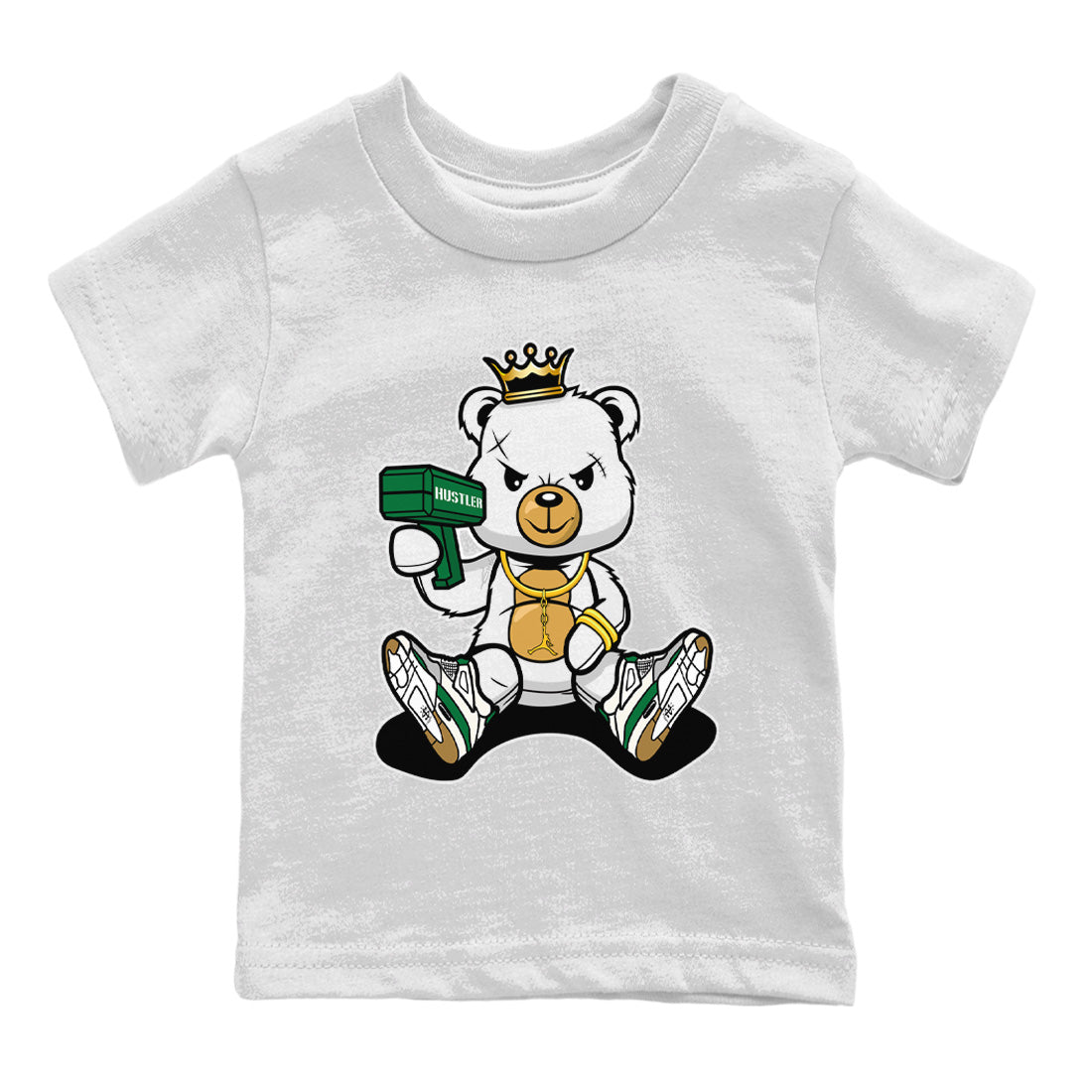 Air Jordan 4 Pine Green Sneaker Match Tees Bad King Baby Bear Streetwear Sneaker Shirt Nike SB Air Jordan 4 Pine Green Sneaker Release Tees Kids Shirts White 2