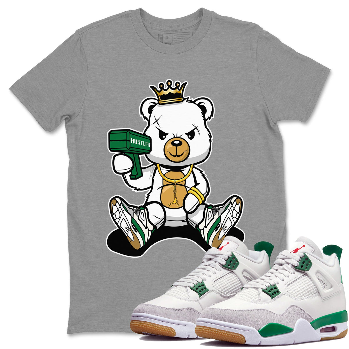 Air Jordan 4 Pine Green Bad King Baby Bear Crew Neck Streetwear Sneaker Shirt Nike SB Air Jordan 4 Pine Green Sneaker T-Shirts Size Chart