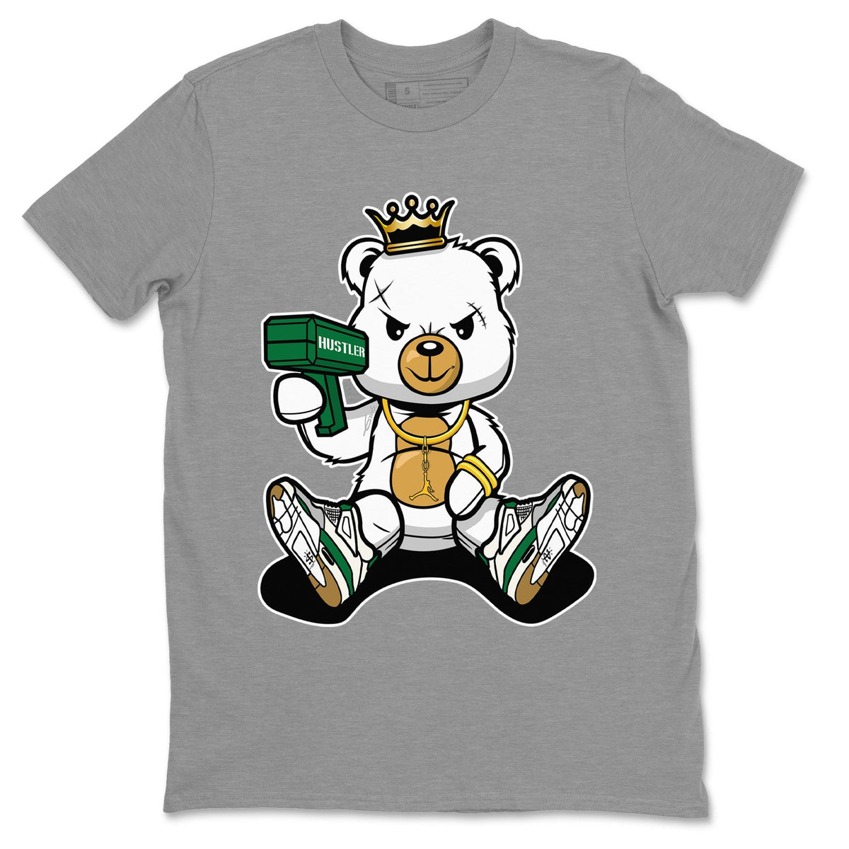 Air Jordan 4 Pine Green Sneaker Match Tees Bad King Baby Bear Streetwear Sneaker Shirt Nike SB Air Jordan 4 Pine Green Sneaker Release Tees Unisex Shirts Heather Grey 2