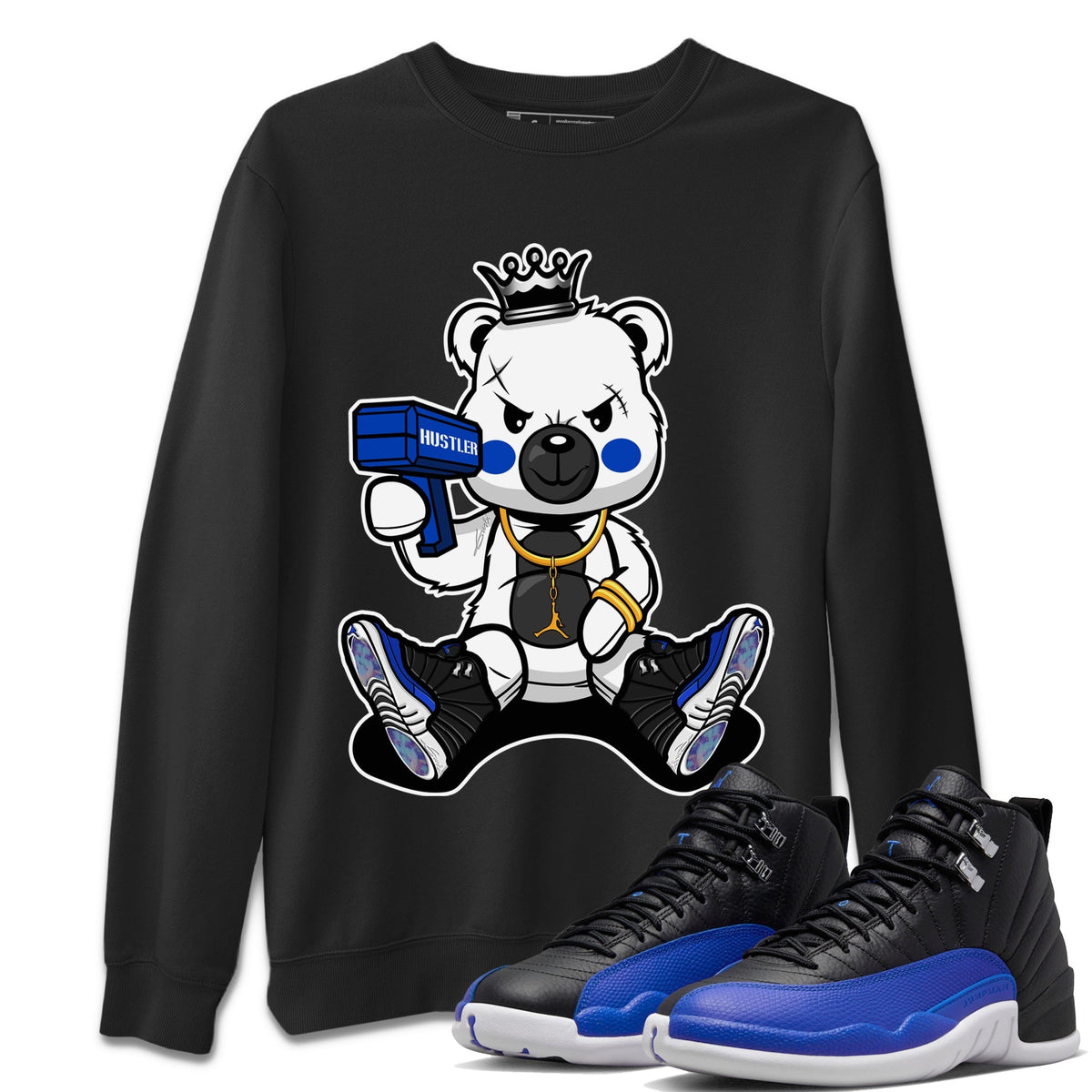 Jordan 12 Hyper Royal Sneaker Matching T-Shirt Bad King Baby Bear Sneaker Tees Jordan 12 Hyper Royal Sneaker Release Tees Crew Neck Tees