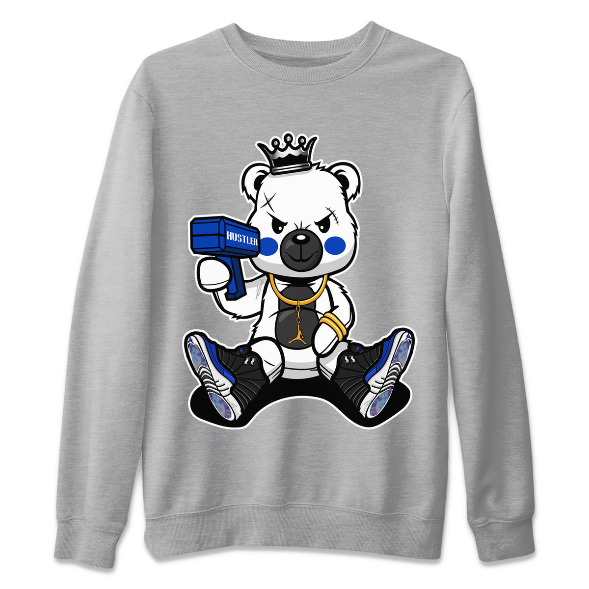 Jordan 12 Hyper Royal Sneaker Matching T-Shirt Bad King Baby Bear Sneaker Tees Jordan 12 Hyper Royal Sneaker Release Tees Crew Neck Tees