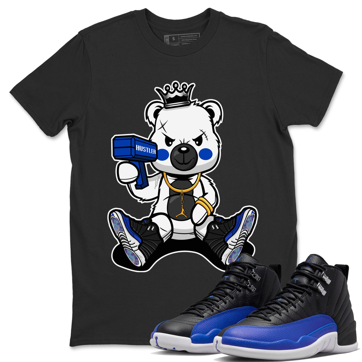 Jordan 12 Hyper Royal Sneaker Matching T-Shirt Bad King Baby Bear Sneaker Tees Jordan 12 Hyper Royal Sneaker Release Tees Crew Neck Tees