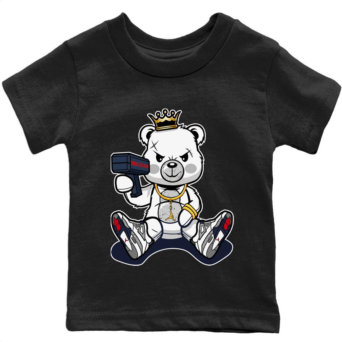 Jordan 4 Midnight Navy Sneaker Matching T-Shirt Bad King Baby Bear Sneaker Tees Jordan 4 Midnight Navy Sneaker Release Tees Kids Shirts