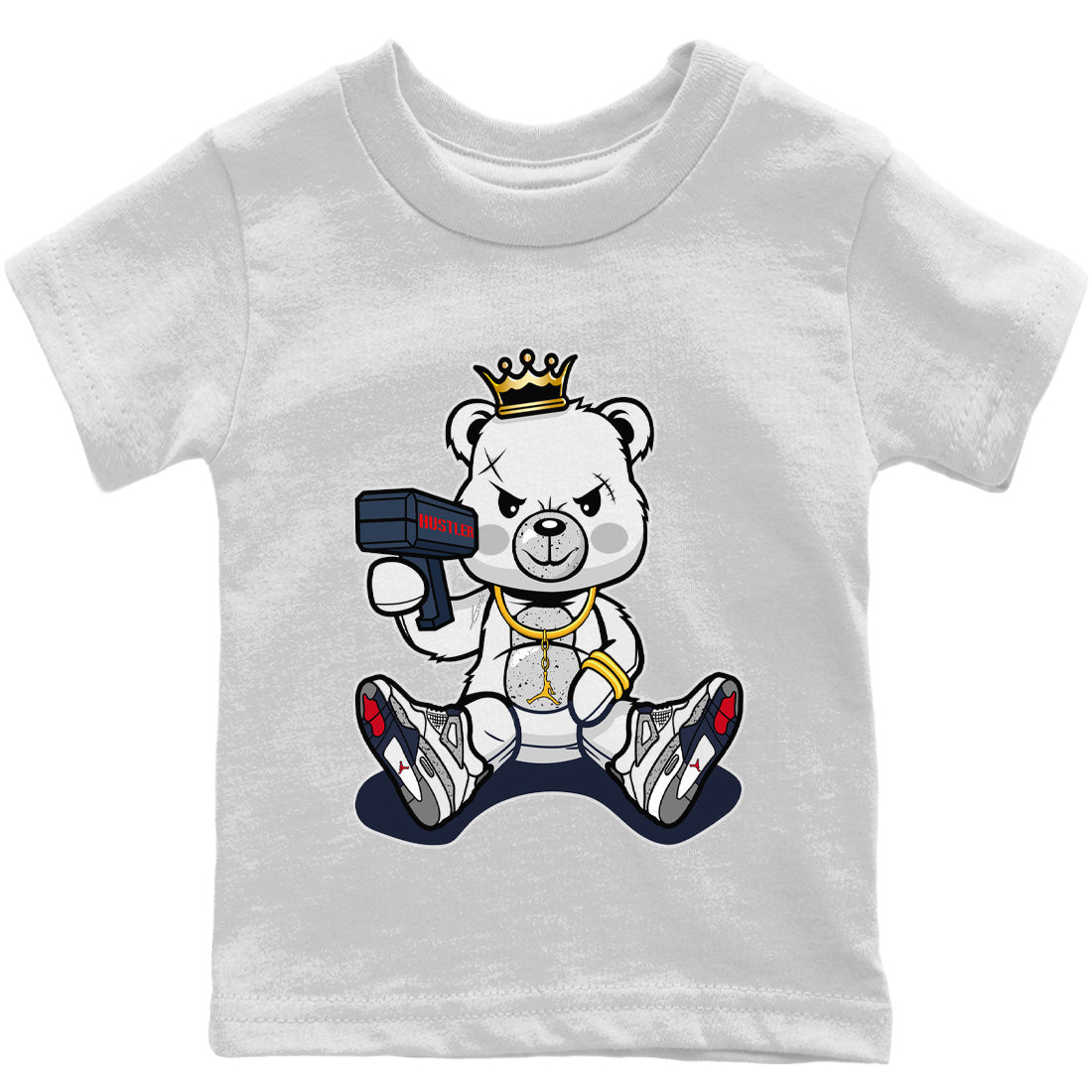 Jordan 4 Midnight Navy Sneaker Matching T-Shirt Bad King Baby Bear Sneaker Tees Jordan 4 Midnight Navy Sneaker Release Tees Kids Shirts