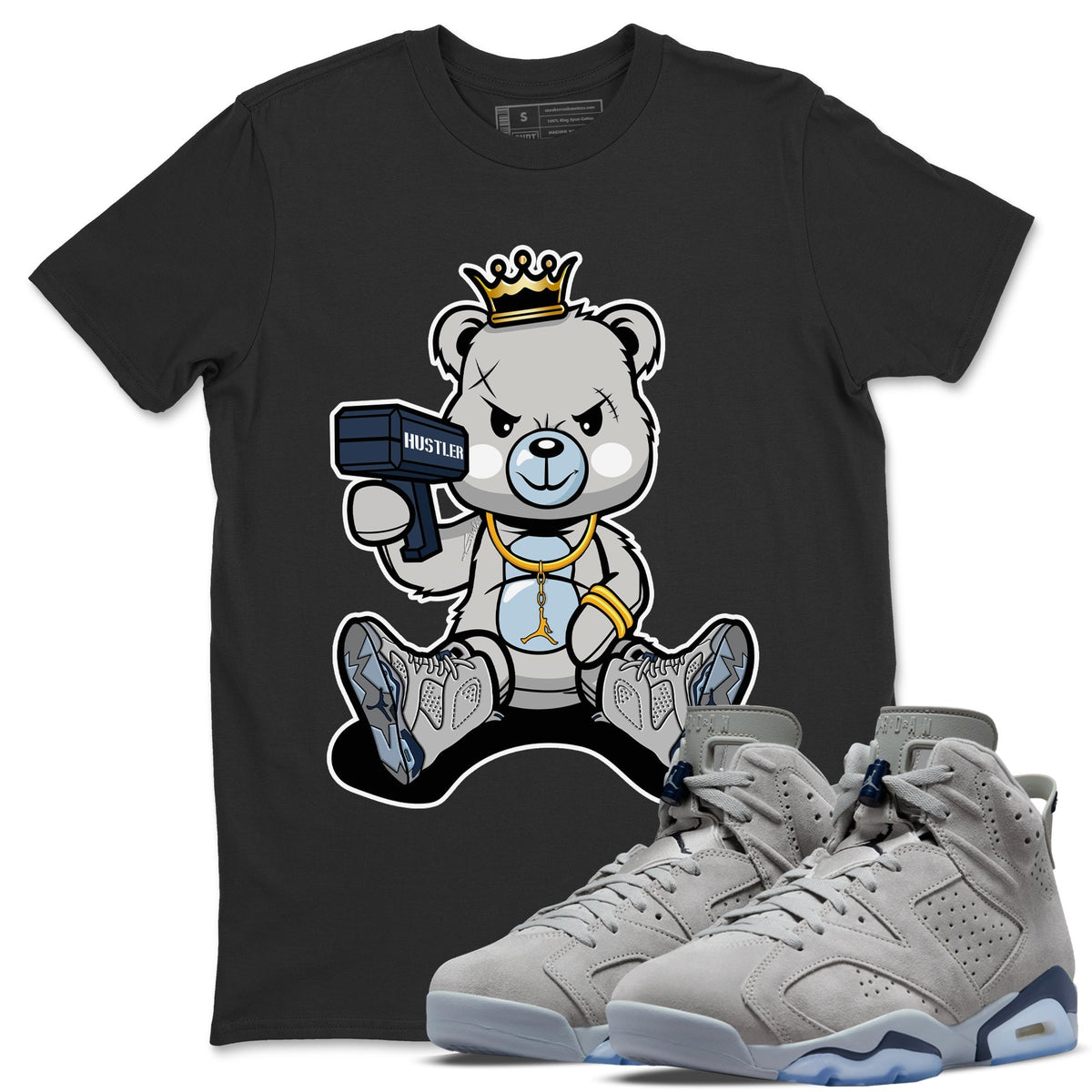 Jordan 6 Georgetown Sneaker Matching T-Shirt Bad King Baby Bear Sneaker Tees Jordan 6 Georgetown Sneaker Release Tees Crew Neck Tees