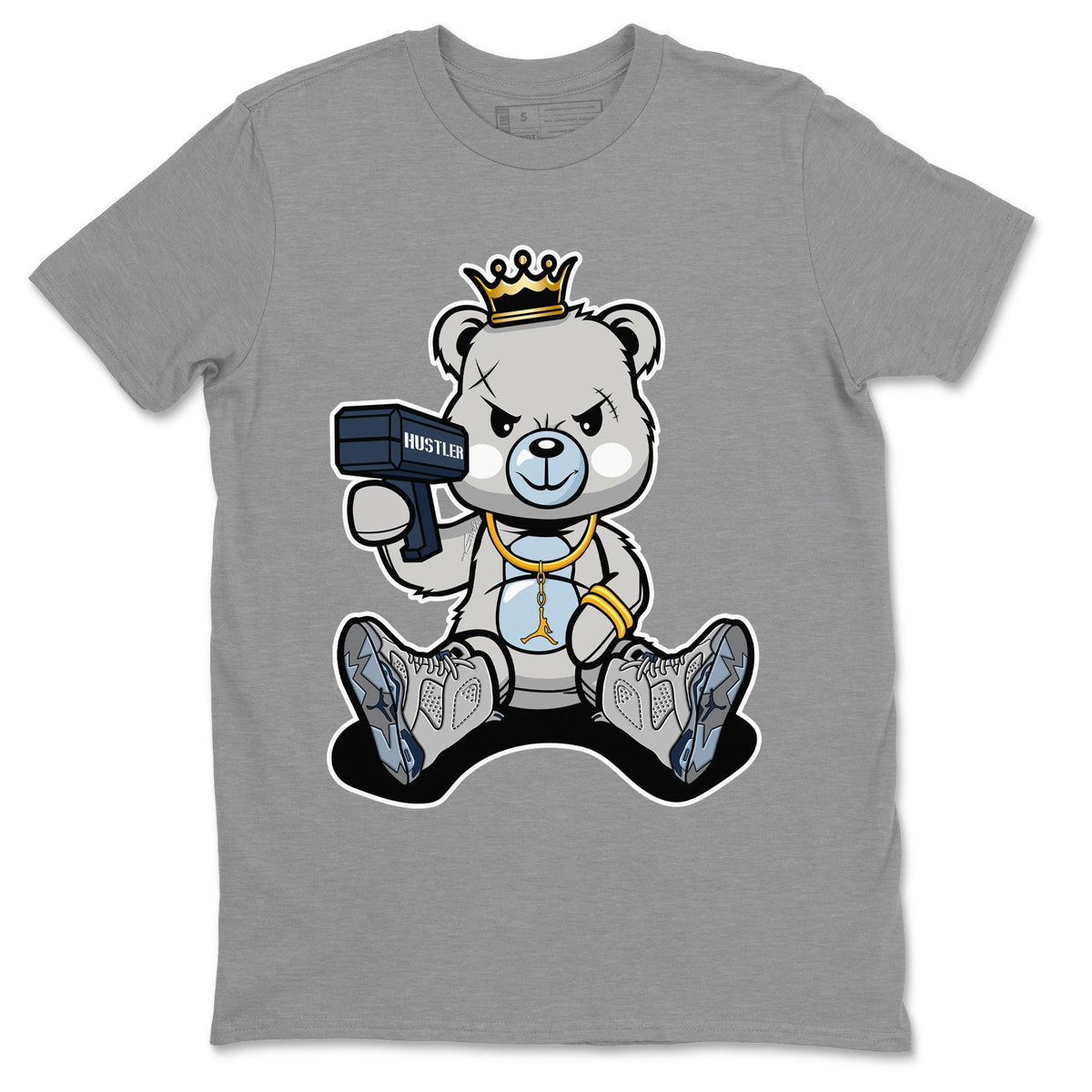 Jordan 6 Georgetown Sneaker Matching T-Shirt Bad King Baby Bear Sneaker Tees Jordan 6 Georgetown Sneaker Release Tees Crew Neck Tees