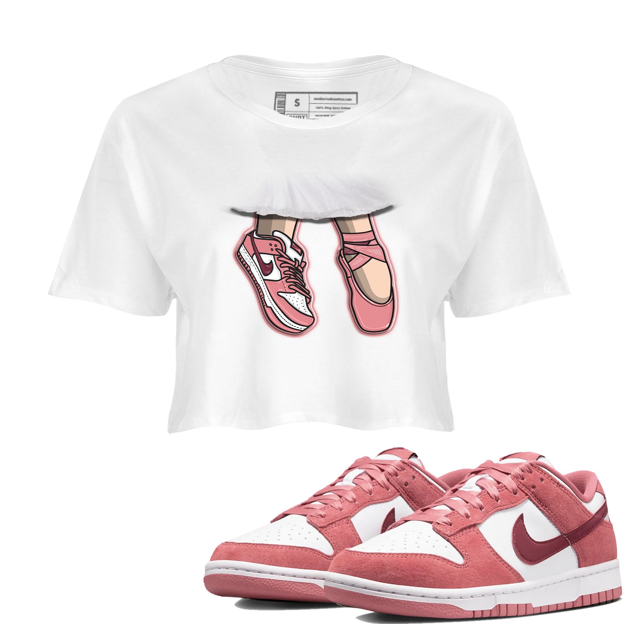 Dunk Valentine's Day shirt to match jordans Ballet Shoes sneaker tees Dunks Valentine's Day Drip Gear Zone White 1 crop length shirt