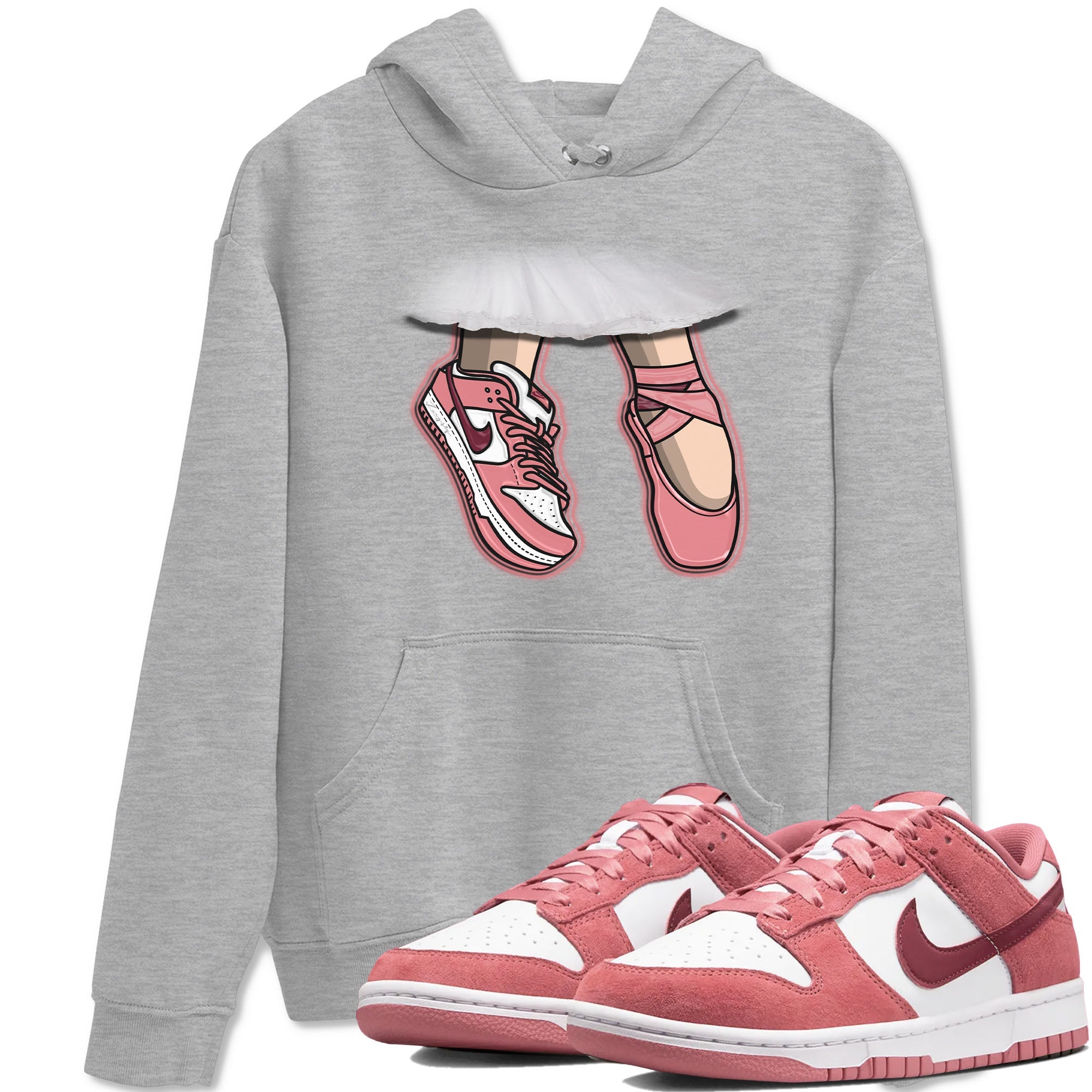 Dunk Valentine's Day shirt to match jordans Ballet Shoes sneaker tees Dunks Valentine's Day Drip Gear Zone unisex cotton Heather Grey 1 crew neck shirt