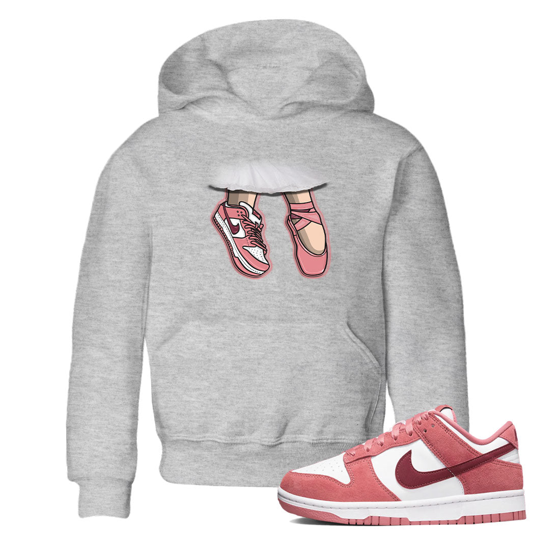 Dunk Valentine's Day shirt to match jordans Ballet Shoes sneaker tees Dunks Valentine's Day Drip Gear Zone baby toddler Heather Grey 1 cotton Shirt