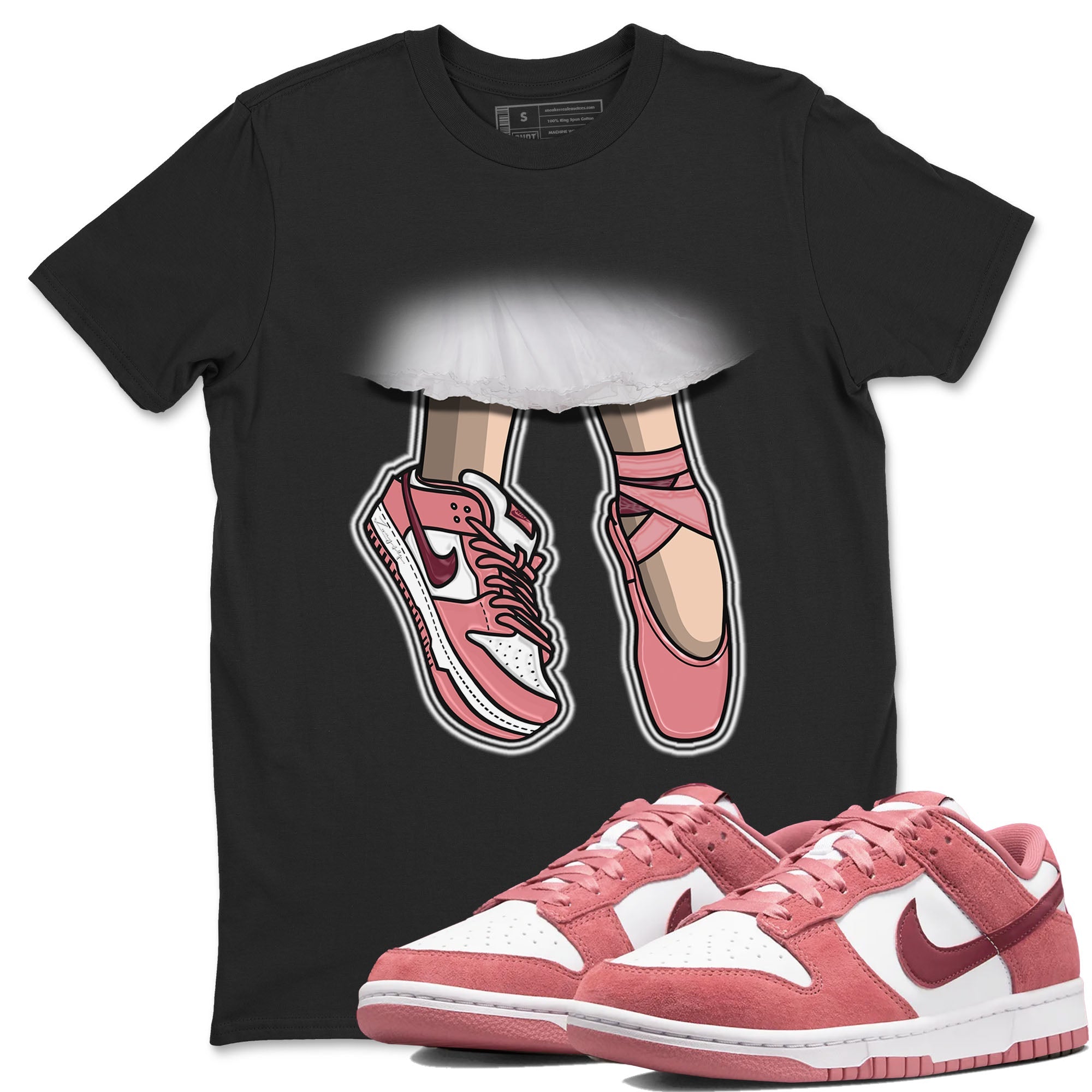 Dunk Valentine's Day shirt to match jordans Ballet Shoes sneaker tees Dunks Valentine's Day Drip Gear Zone unisex cotton Black 1 crew neck shirt